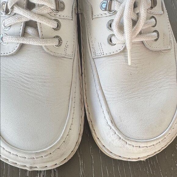 Birkenstock Classic White Leather Oxfords Lace Up Design Size M8 / L10 Germany - Picture 12 of 12